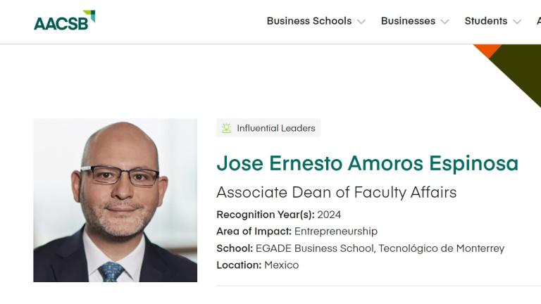 José Ernesto Amorós recibe distinción global de Líder Influyente AACSB 2024